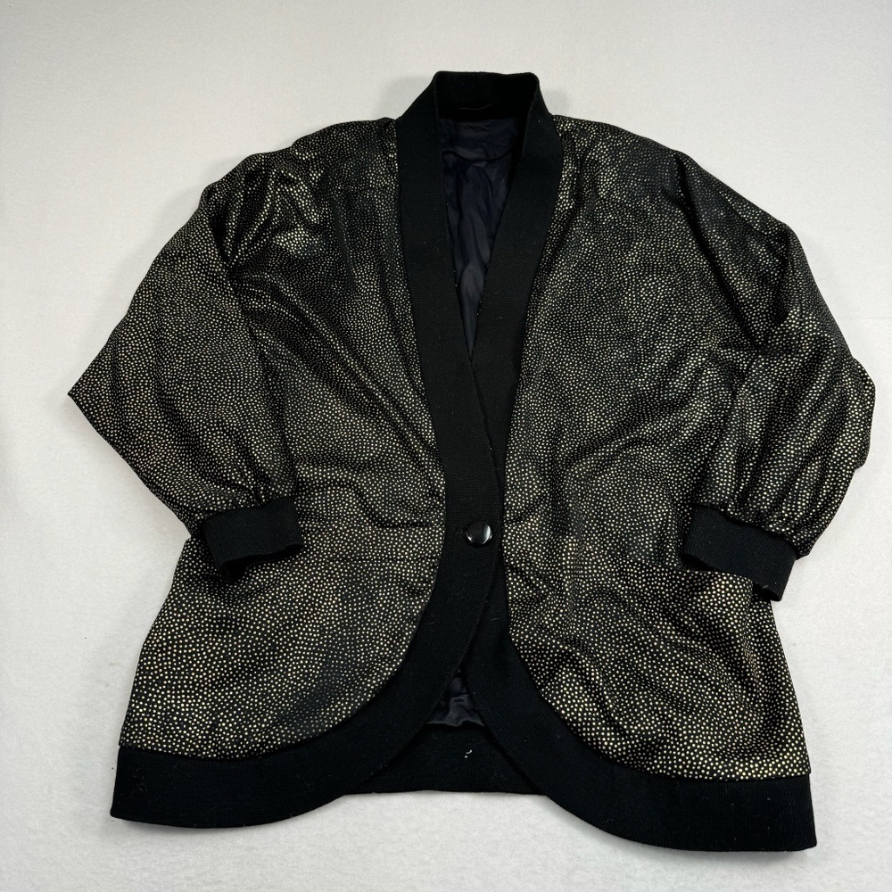 Barucci Exclusive Button Jacket Mens Size 50 Black Gold Dot Metallic Vintage